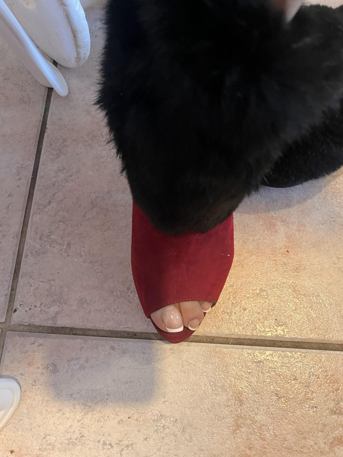 Paco Gill Dress Boots Fur Booties Sexy Red Shoes Open Toe