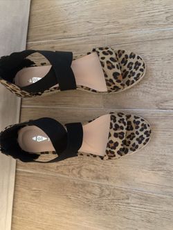Leopard print wedge sandals