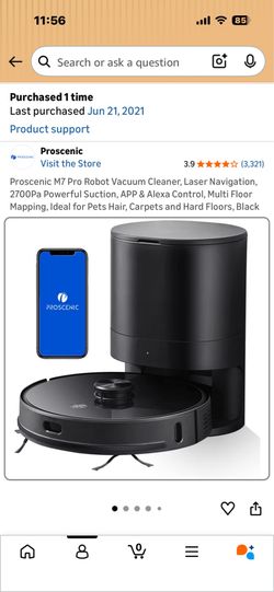 Free Roomba style vacuum cleaner (Brand = Proscenic)