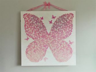 Butterfly Canvas Painting Wall Art Decor (30" x 30") for girls' room