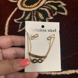 Stainless Steel Necklace & Earrings Infinity ♾ New In Bag♥️♥️