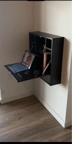 Costway Wall-Mount Floating Desk Foldable Space Saving Laptop Workstation Black