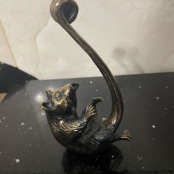 Cast Brass Figure of Ringtail Possum Engraved Initial to Under Side A.B. 5”H