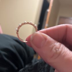 Rose Gold Diamond And Pearl Ring 