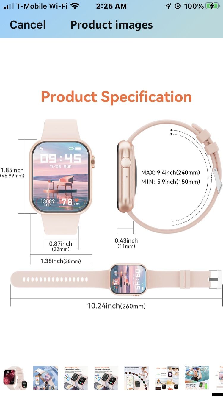 Hwagol Smart Watch, 1.85'' Full Touch Screen Fitness Smart Watch for iOS/Android Phones with Real Time Heart Rate Monitor/Blood Pressure/Oxygen Track