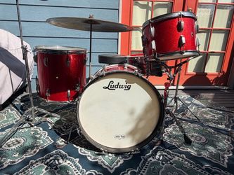 Mid-1960s Ludwig Red Sparkle 20/13/16 Keystone Badge Drum Kit + Cymbals/Hardware