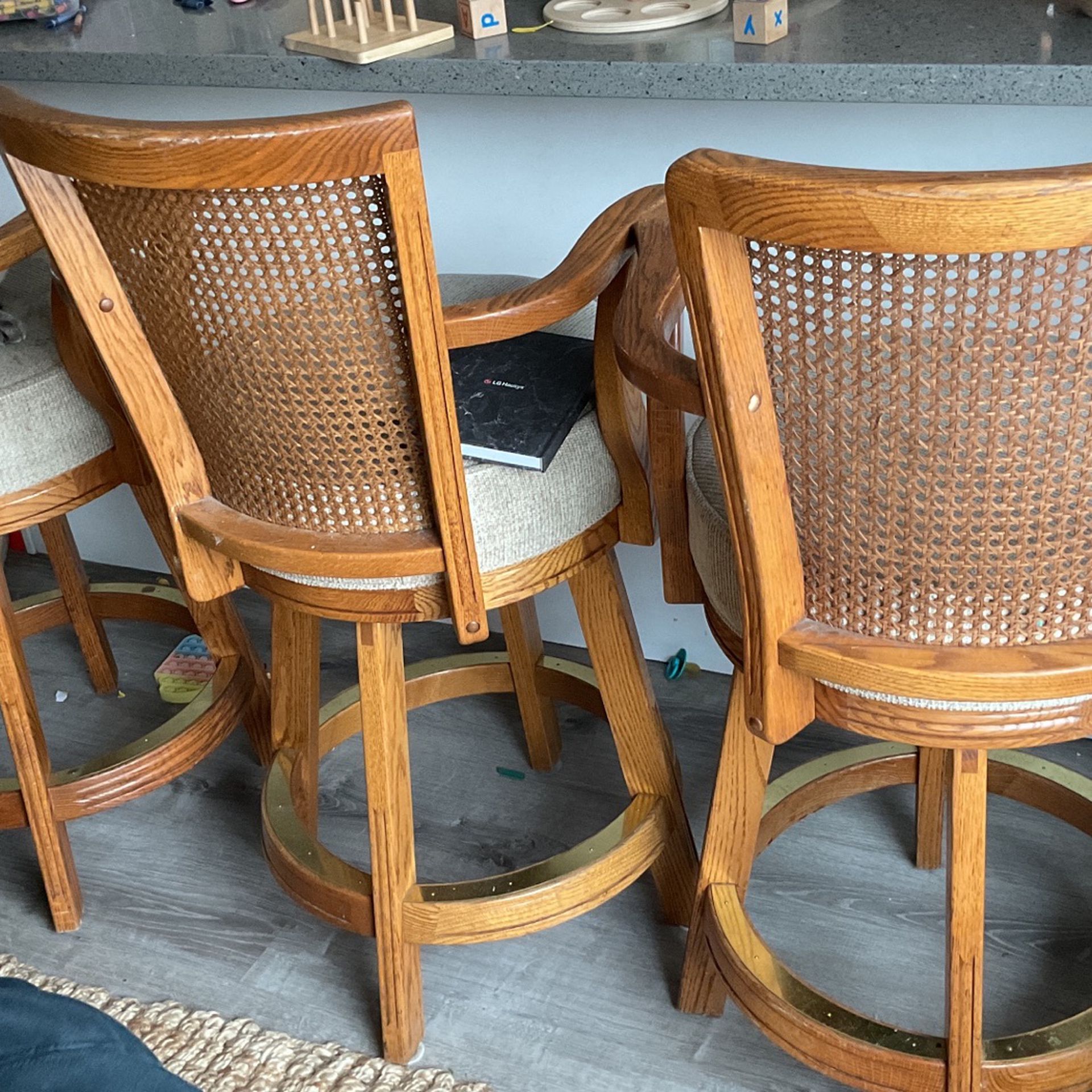 3 Cane Swivel Chairs