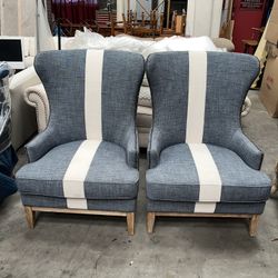 Tommy Hilfiger Wing Back Chairs - Pair