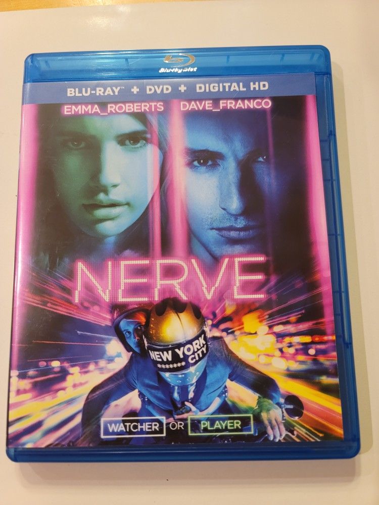$5 BLU RAY. NERVE. $5 OR TRADE FOR A MOVIE TITLE I DO NOT ALREADY OWN. BLU RAY ONLY NO DIGITAL .