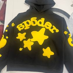 Black And Yellow Sp5der Hoodie