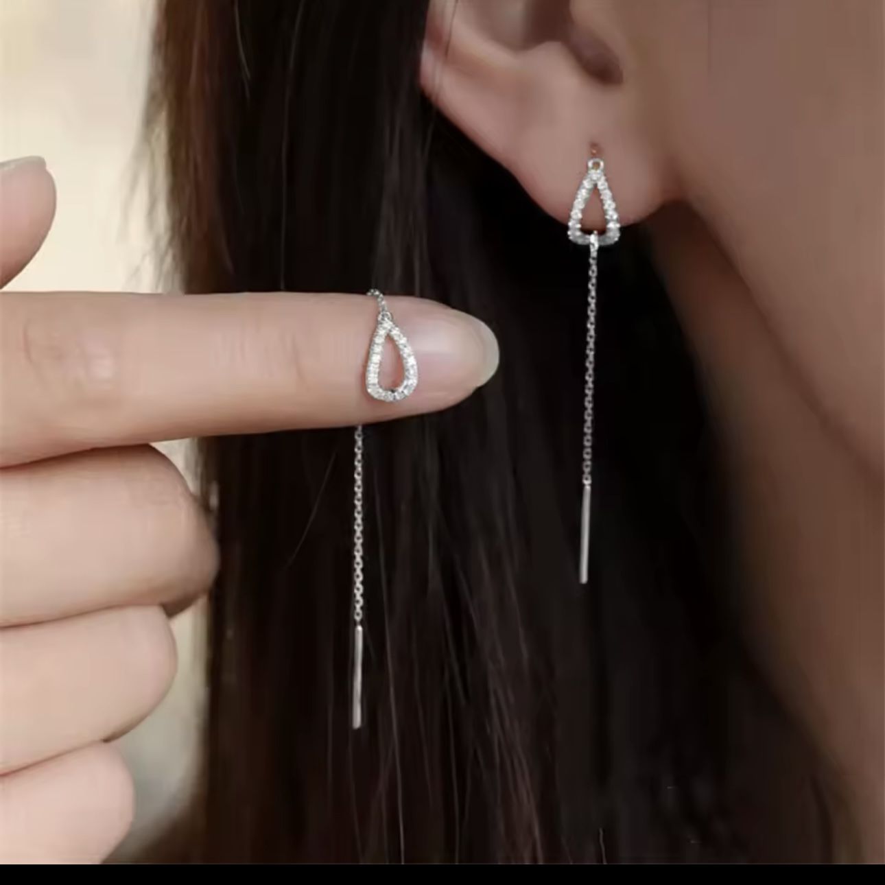Fashion Crystal Tassel Waterdrop Earrings Drop Dangle Women Wedding Jewelry Gift