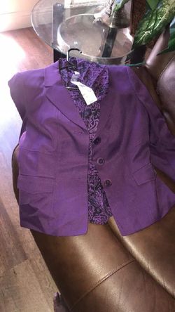Ladies Plum Color Skirt And Blazer Suit