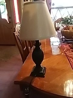 Black lamp with beige shade