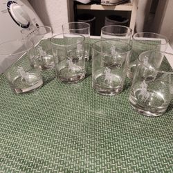 Vintage Lot Of 8 Polo Glasses 