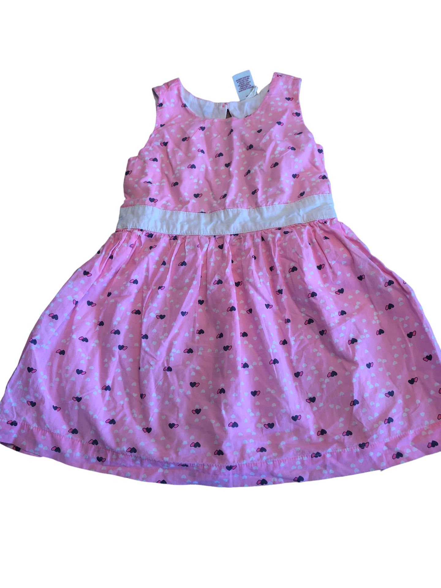EUC 3T Arizona 100% Cotton Pink Heart Sleeveless Aline Dress