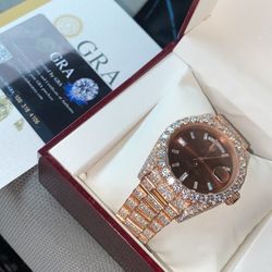 New Moissanite Rose Gold Rolex Oyster