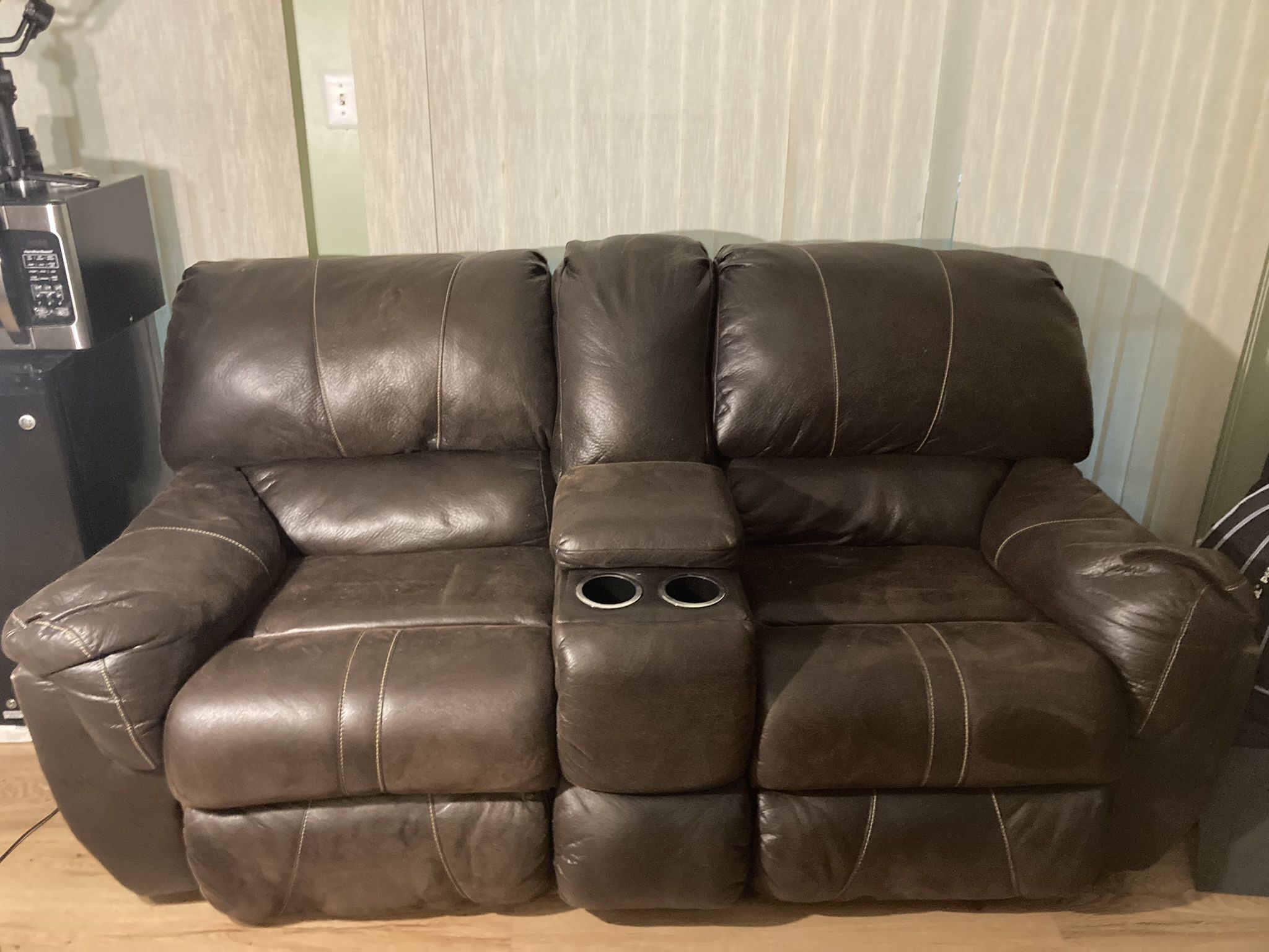 Leather Reclining Loveseat