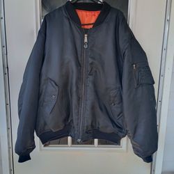 Vintage Reversable Black/Orange Padded Bomber Jacket Size L