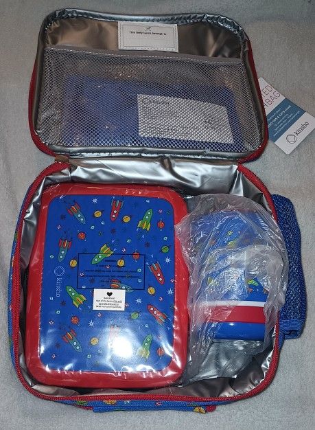 Kinsho Lunch Bag Rocket π Print Bento Box, Cup,And Ice Pack