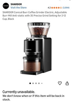 SHARDOR Conical Burr Coffee Grinder – 35 Settings (Electric)