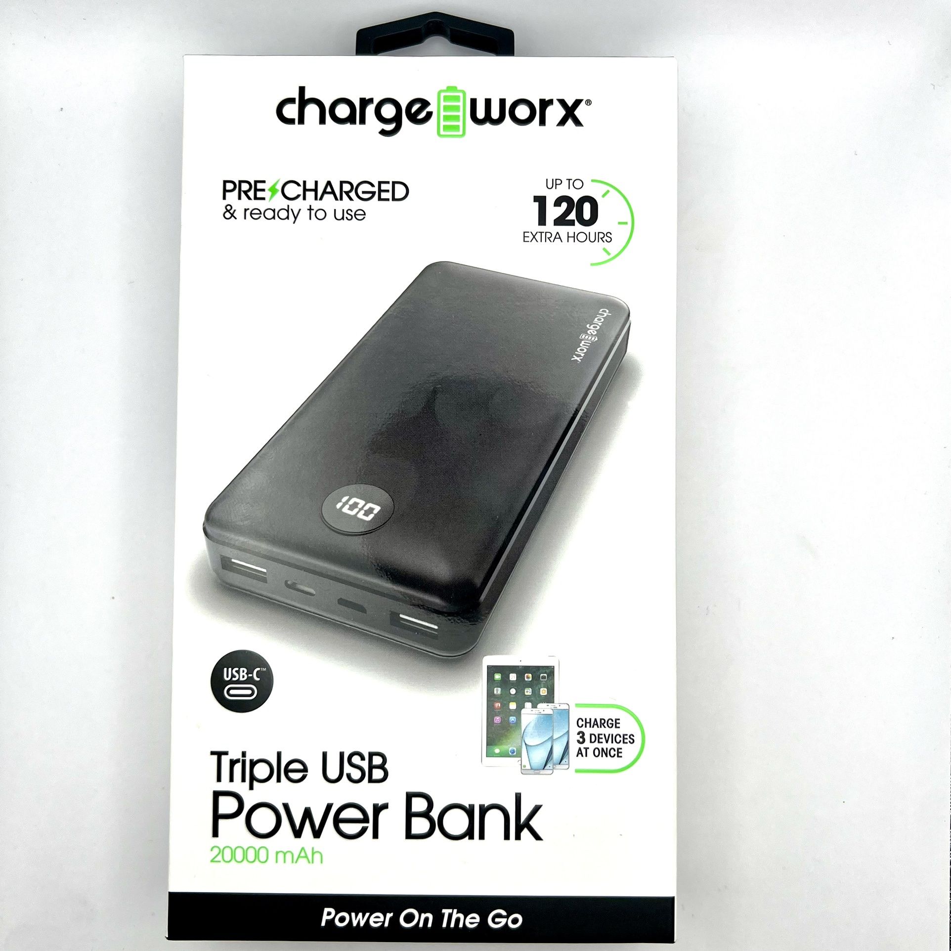 Chargeworx Triple USB Power Bank 20000mAh Black MSRP 49 The