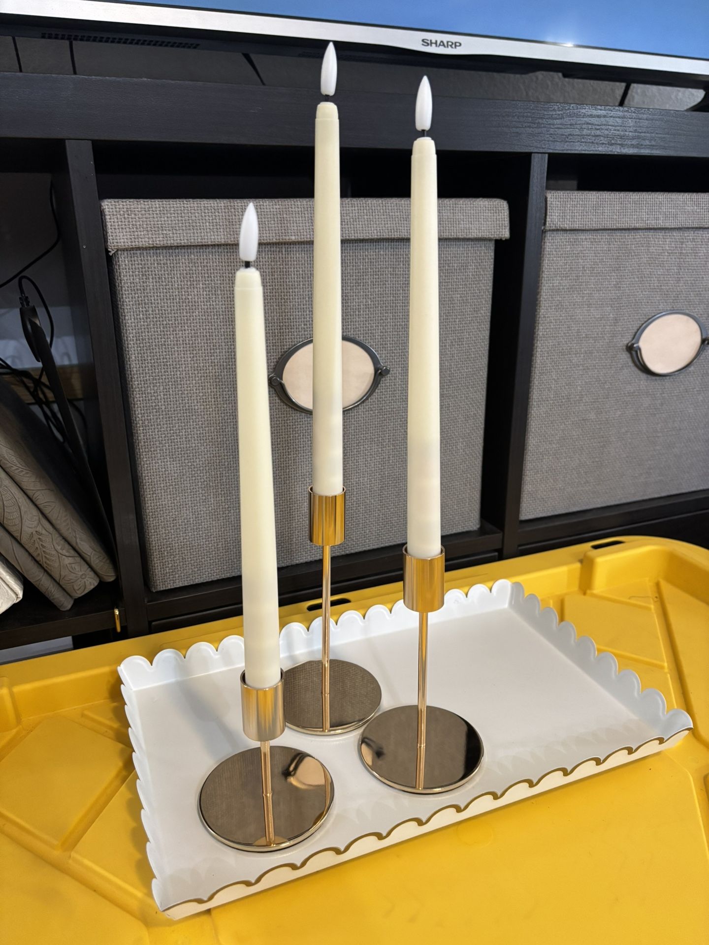 11" Plastic Lights LED Candlesticks Window Candles For Birthday Wedding Church Decor Party Supplies(Ivory)