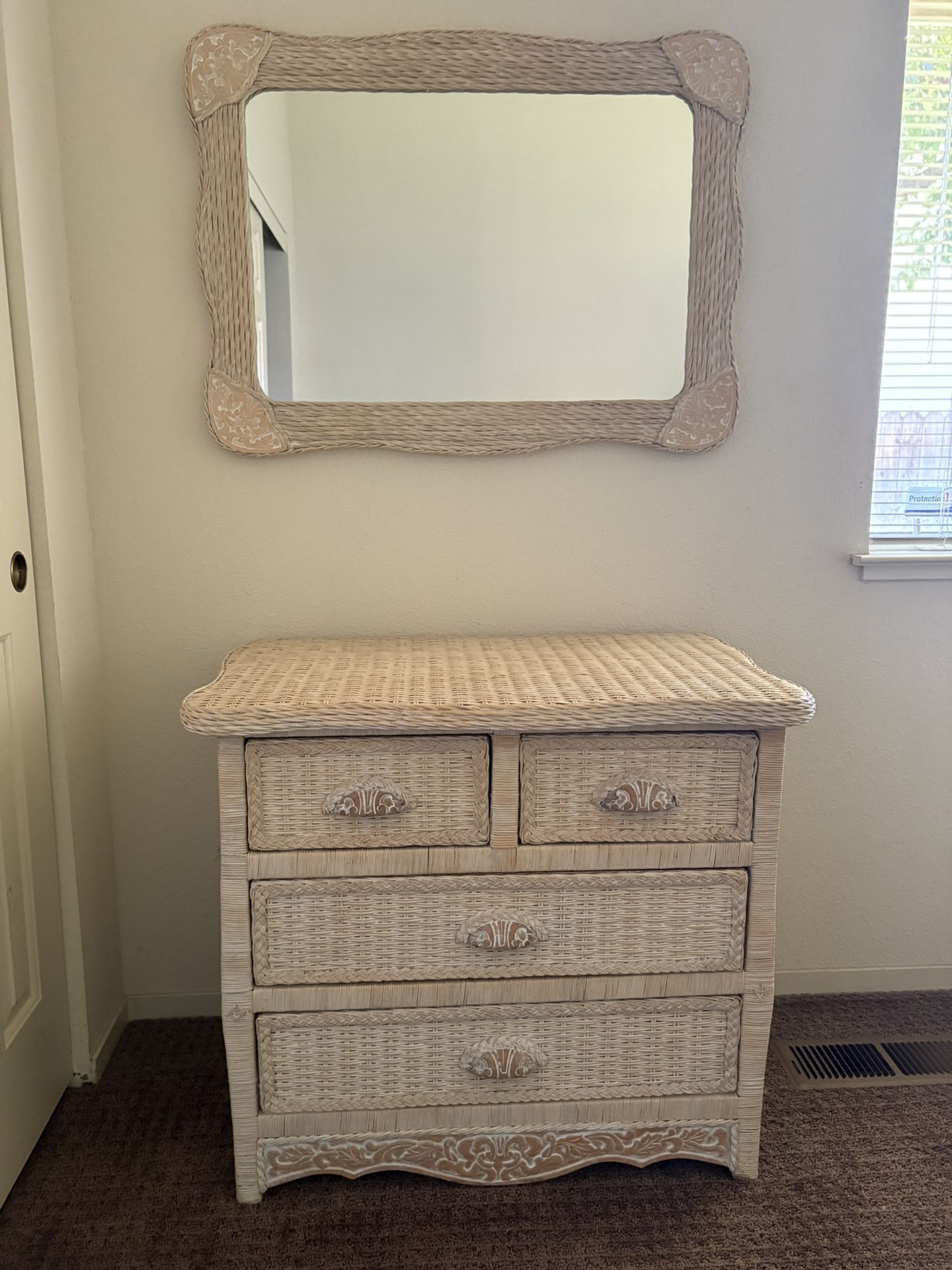 Wicker Dresser with mirror