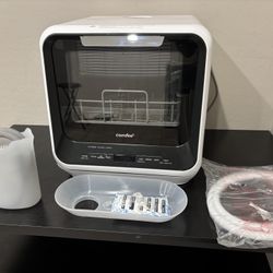COMFEE' Portable Mini Dishwasher Countertop with 5L Built-in Water Tank for Apartments& RVs, No Hookup Needed, 6 Programs, 360° Dual Spray, 162℉ High-