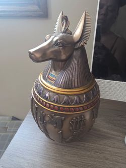 Rare Egyptian Anubis Dog Memorial Urn