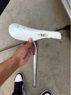 90’s Collectors Rare Gt Performer wing stamped Bmx seat and stamped Seat post