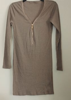New without tags Tan zip up body dress women's small