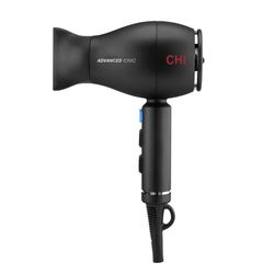CHI Advanced Ionic Compact Hair Dryer Series 1875 with nozzle and diffuser attachments