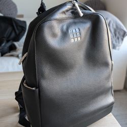 Black Leather Moleskin Backpack