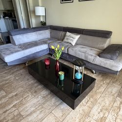 Fabric Sectional Couch, Coffee Table And TV Stand 