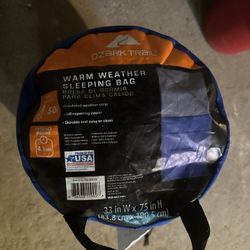 Warm Weather Sleeping Bag Used Like New