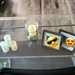 3 Peice Solid Wood And Wrought Iron Coffee Table Set With Glass