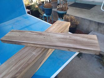natural wood floating shelves.