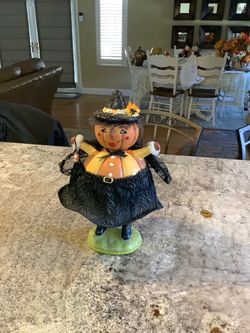 Vintage Halloween Whimsical Folk Art Pumpkin Jack-O-Lantern