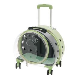 Cat Carrier with Rolling Wheels, Hard Shell PC Pet Carrier with Telescopic Handle & 4 Universal Wheels, 3-in-1 Rolling Cat Carrier as Suitcase Backpac
