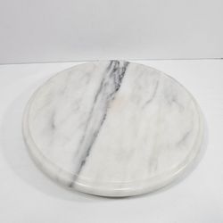 Vintage White Marble Lazy Susan 12 Inch Round Rotating Serving Board Heavy