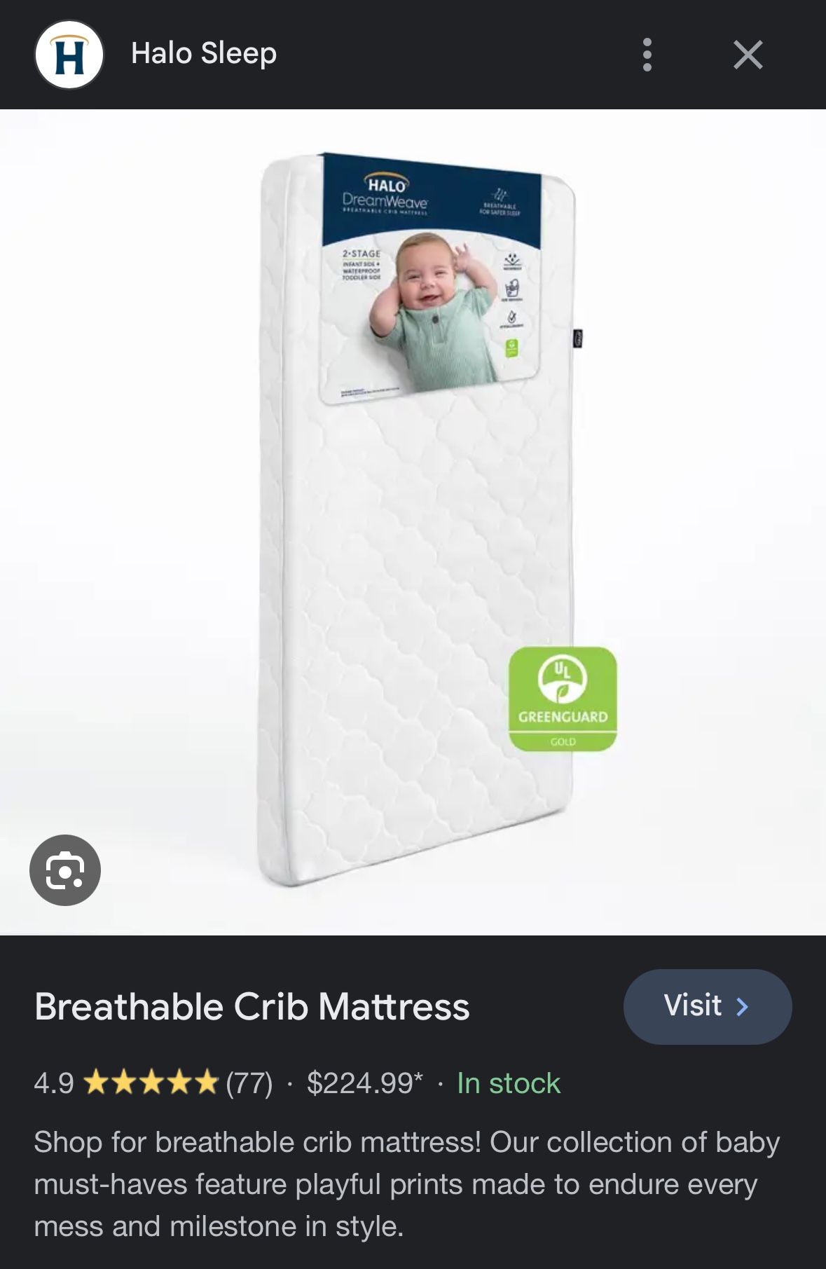 Halo DreamWeave Breathable Mattress Baby gear