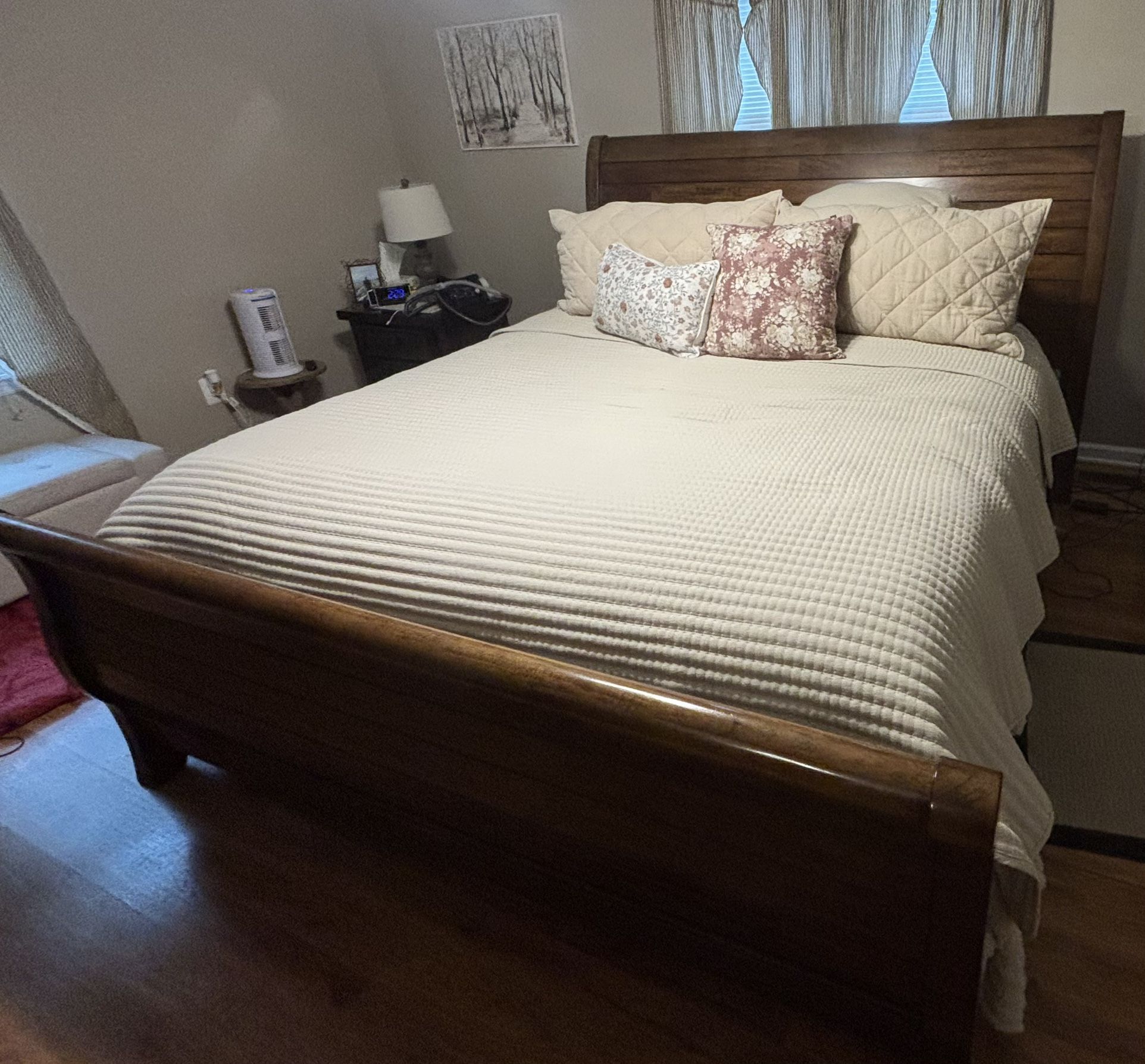 Solid Wood Sled Style Bed Frame