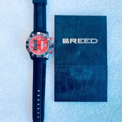 Breed Grand Prix Chronograph Men’s Japanese Quartz Watch, Black, Red Dial, 45MM BRD3909