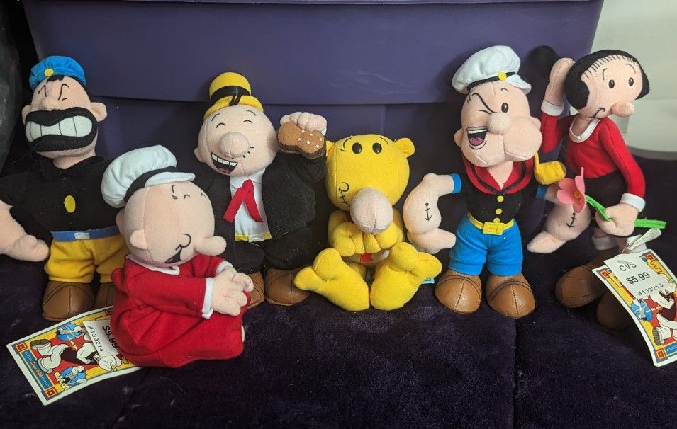 Vintage 1999 Stuffins Popeye 6 Bean Bag collection
