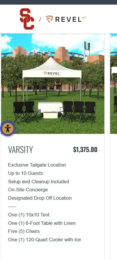 REVELXP Varsity Tailgate Package – USC vs UCLA Game (South Lawn) For 10 People