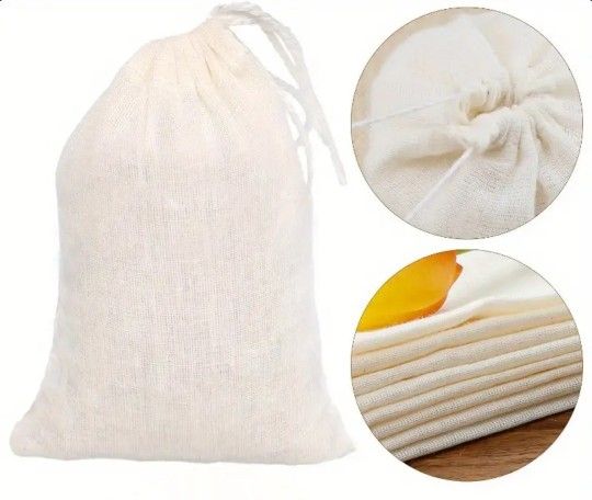 Muslin Straining Bag for Tea and Herbal Infusions - Reusable Drawstring