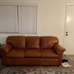 Brown Leather Couch 