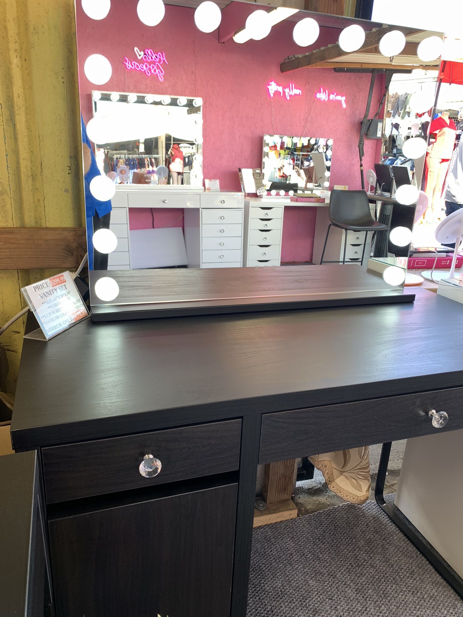 Black Vanity Set. Desk And Mirror Included.