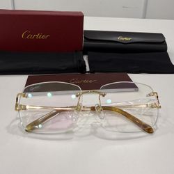 Cartier Glasses, Clear Lense, Gold Frame