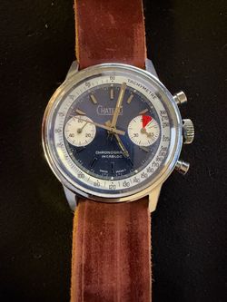 Vintage 1970 Chateau Panda Chronograph Valjoux 7733 Wakmann Watch Case 332 23